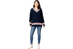 LUXE DIVA Womens New Long Sleeves Ladies Cable Knitted V Neck Stretch Cricket Sweater Jumper