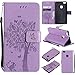Produktbild ToDo Huawei P10 Lite Hülle,Lederhülle Leder Tasche Wallet Case Cover für Huawei P10 Lite Schutzhülle PU Schutz Etui Schmetterling Baum Muster Design Backcover Flip Cover Hardcase im Bookstyle mit Standfunktion Karteneinschub und Magnetverschluß Handschlaufe Brieftasche HandyHülle - Lila