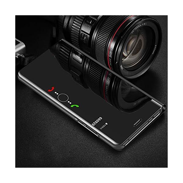 MLOTECH Funda para Huawei P30 Pro,Funda Case + Cristal Templado Flip Clear View Translúcido Espejo Standing Cover Slim Fit Anti-Shock Anti-Rasguño Mirror 360°Protectora Cubierta Plata - Imagen 5