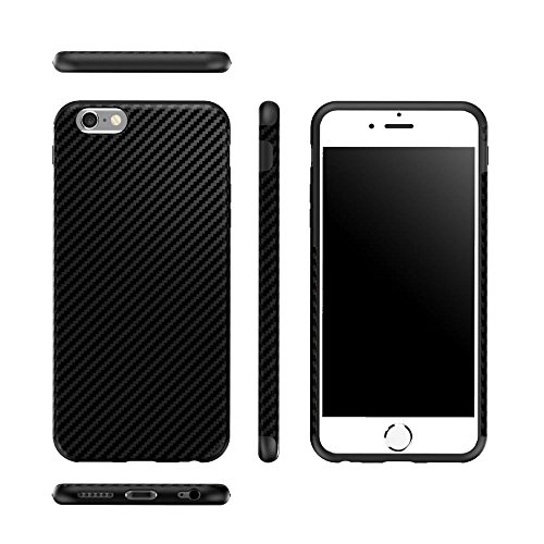 iPhone 6S Plus Case,L-FADNUT [Carbon Fiber Lines] TPU Silicone Ultra Slim Back Case,Shock Absorbing Bumper Protective Case Cover for Apple iPhone 6 Plus/6S Plus 5.5 inch - Black