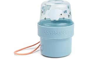 ‎DONE BY DEER Done by Deer Müslibecher To Go Kinder - Joghurtbecher To Go oder Snackbox mit Fächern - 2 Luftdichte Kammern - Auslaufsicher - BPA-Frei - Ø8 x H 11,5 cm - Tiny Farm Blau