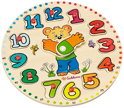 Eichhorn Wooden Teaching Clock (13-Piece, Multi-Colour)