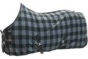 Horse Master Cooler Fleece Rug - Pony Lightweight Breathable Travel Rug with Standard Neck - Cob Protective Winter Riding Sheet for Fields Yard And Stable, Black/Grey, 6'0