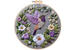 Huacan Embroidery Kits for Beginners, DIY Embroidery Starter Kit with Flowers Bird Pattern Instruction (Bird)