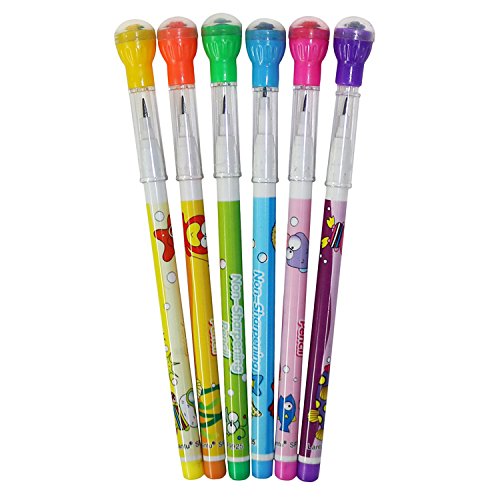 24 Kids Stackable Pencils with Spinning Top Lid & Pencils With Colour