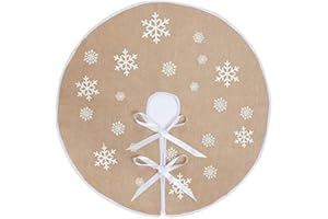 N&T NIETING Árbol de Navidad Falda Copo de Nieve Blanco Impreso Arpillera Árbol de Navidad Alfombra Adornos Decoración para Navidad (48 Pulgadas)