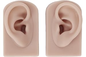 Jiawu Modèle d'oreille en Silicone, Modèle Flexible Souple Gauche et Droit, Pratique de Faux Perçage d'oreille, Modèle d'oreille Humaine, Moule d'oreille en Silicone Réaliste (#3)