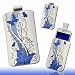 Produktbild Handy Tasche Hülle Case weiß / blau Butterfly DK3 Gr.3 für Samsung Galaxy W / Galaxy Y S5360 / Galaxy Ace S5830 / Wave Y S5380 / Wave M S7250 / Galaxy Gio S5660 / Galaxy Y Pro B5510 / Ch@t 335 / Galaxy Mini S5570 / Galaxy Fit S5670