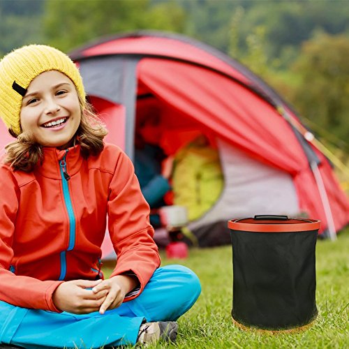 Falteimer 12L,Topoint tragbare Wassereimer Faltschüssel keine Leckage Stoff mit Reißverschluss Aufbewahrungstasche,leicht Eimer für Autowäsche Wandern Outdoor Camping Angeln Picnic - 6