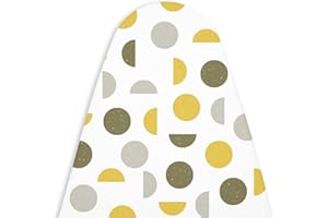 Encasa Homes di ricambio Copri asse da stiro con imbottitura in feltro da 3 mm, coulisse di serraggio (si adatta a schede Medium di 125 x 39 cm) riflettente al calore, stampato - Luna Gialla