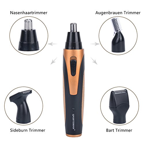 Warmoor 4 in 1 Nasenhaarschneider ,Wiederaufladbare Nasenhaartrimmer ,Bart Trimmer/Augenbrauen Trimmer /Sideburn Trimmer, Gesichtshaar-Trimmer ,Multi Haarentfernung ausEdelstahl und wasserdicht mit Nass / Dry Reinigungssystem - 3