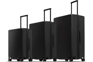 LEVEL8 Set di 3 Valigie Viaggio Micro Diamante Strutturato Design Trolley Bagaglio a Mano Rigido Ultra Leggero Valigie Trolley con Chiusura TSA e Ruote Girevoli(Nero, 40L/65L/105L)