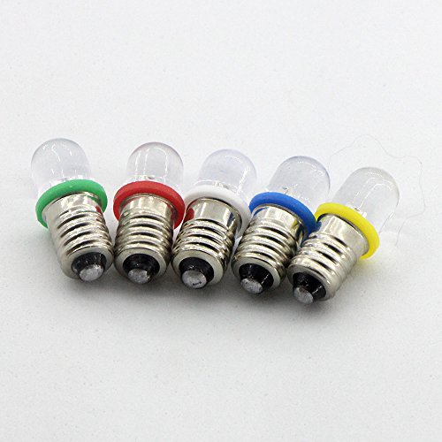 GutReise 10pcs e10 3v 4.5v 6v 12v 24v spot led birne lampen warm weiß ,gelb ,blau, grün, rot ,kalt weiße + 10pcs e10 basis (24 v, Warm – weiß) - 7