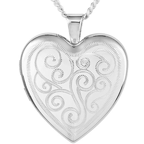 Scottish Jewellery Shop Médaillon en argent sterling 925 en forme de cur avec chaîne 45,7 cm Espace pour 4 photos