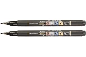 Tombow Fudenosuke calligrafia punta di pennello penna inchiostro nero, 2 pezzi