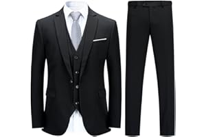 YOUTHUP Abiti da Uomo Elegante Completi 3 Pezzi Abito Slim Fit Blazer Panciotto Pantaloni