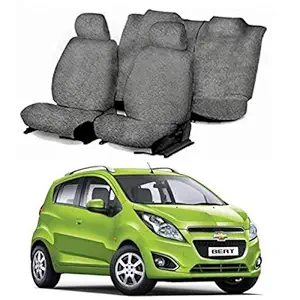 Rufus Cotton Car Seat Cover for Chevrolet Beat (5 Seater) (Gray) (All Detachable Headrest)