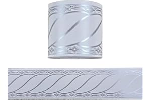 Jodimitty PVC Wallpaper Border Self Adhesive 10 Meter x 5cm Knot Pattern Waterproof Wall Border Peel Stick Wallpaper Borders for Living Room Bedroom Bathroom Kitchen (B White Grey)