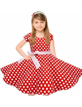 HBBMagic Rundhals Kurzarm Pure Baumwolle Retro Mädchen Kleid Audrey Hepburn 1950er Vintage Stil Kleid mit Halskette...