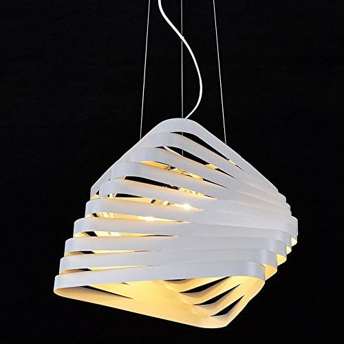 Modern Spiral Shaped Pendant Light White Metal Home Lighting Fixture Decoration Dining Room Staircase Hallway Lamp,D42cm * H27cm,Hanging Line Adjustable