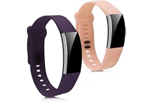 kwmobile Bracelet Compatible avec Huawei Band 2 / Band 2 Pro Bracelet - 2X Bracelet de Rechange en Silicone pour Fitness Tracker - Violet-Rose Ancien