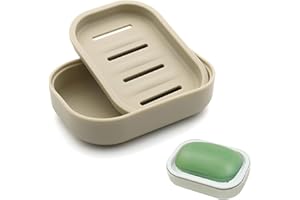 LERELIN Soap Dish,Shower Soap Box,Non-slip, Drainable for Shower,Bathroom,Kitchen,Counter Top and Shelf,Easy Cleaning(Khaki)