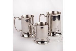 FranquiHOgar - Jarras de cerveza grande de acero inoxidable con asa, taza metálica medieval (3 Jarras)