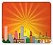 Produktbild Oregon Mouse Pad, City of Portland Landmarks Hawthrone Bridge and Architecture with Sunburst Backdrop, Standard Size Rectangle Non-Slip Rubber Mousepad, Multicolor 9.8 X 11.8 inch