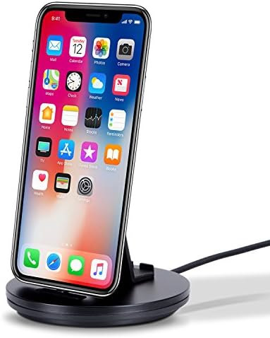 iPhone Charging Dock, NexReach 2-in-1 Holder Charger Station (2nd Generation, Add USB cable, Premium Metal Panel) for Apple iPhone X / 8 / iPhone 7/ 7 Plus / 6 / 6s /6s Plus/ iPad (Black)