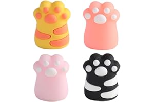 XUKZIMA Sacapuntas Kawaii de PVC (4 piezas), pequeño sacapuntas manual con forma de garra de gato, sacapuntas con depósito para suministros escolares y de oficina