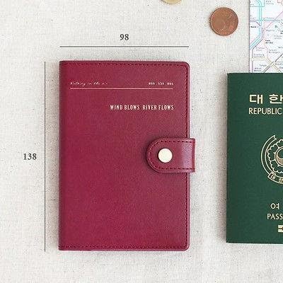 MANTTANG - Simple Button Closure Anti Skimming Passport Holder Cover Case Travel Wallet