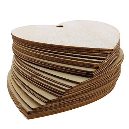 50 Schlichte Holzherzen Handarbeit Anhänger Plaketten Dekoration 100mm von Kurtzy TM - 4