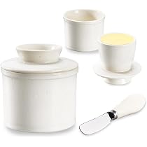 Beurrier En Céramique Motif Citron - Garde Beurre Frais Et Tartinable - Lavable Lave-Vaisselle