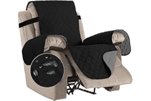 Bestenrose Waterproof Recliner Chair Covers for Armchairs Recliner Covers with Adjustable Elastic Straps Washable Quilted Sofa Slipcovers Sofa Protectors for Kids and Pets (Recliner, Black)
