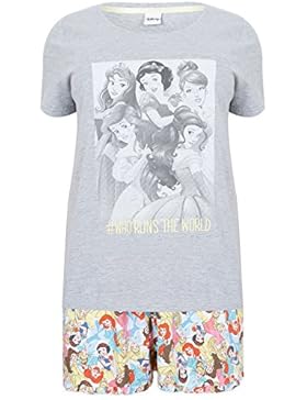 Plus Size donna Grigio Disney Princess-Pigiama-Set pantaloncini e maglietta
