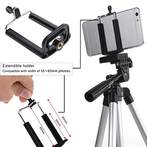 Safekom treppiedi del supporto per fotocamera digitale professionale alluminio allungabile per videocamera per Smart Phone iPhone Samsung Sony DSLR SLR Canon Nikon Fuji Olympus PanasonicÂ â€“Â 1Â anno di garanzia