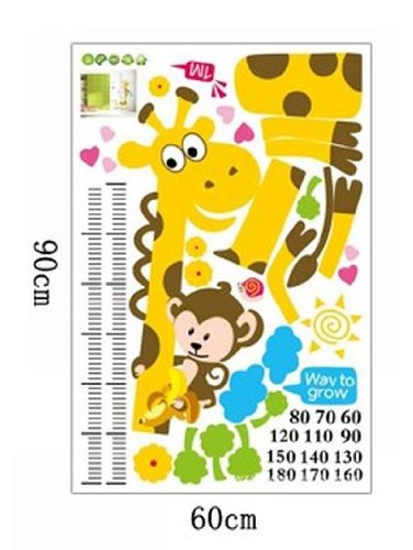 XL! Giraffe Growth Chart, Maßband Messlatte Wandtattoo Wandaufkleber Wandsticker Kinderzimmer Geschenk Gr. 60*90cm - 5