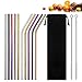 Produktbild Edelstahl Strohhalme - SOWEE Set von 10 Metall Trinkhalme Edelstahl Trinkhalme Wiederverwendbare 6mm Bent und Straight Straws mit 2 Reinigungsbürsten und Cary Tasche - für Smoothies, Cocktails, Cola
