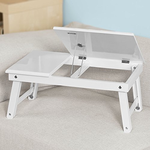 Betttisch, Laptoptisch, Klapptisch aus Holz, FBT02-W, weiß - 2