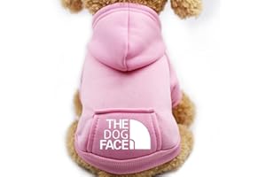 GOWFEW The Dog Face Felpa con cappuccio per cani, cappottino invernale all-in-one in morbido pile, con stampa "The Dog Face" (rosa, taglia M)