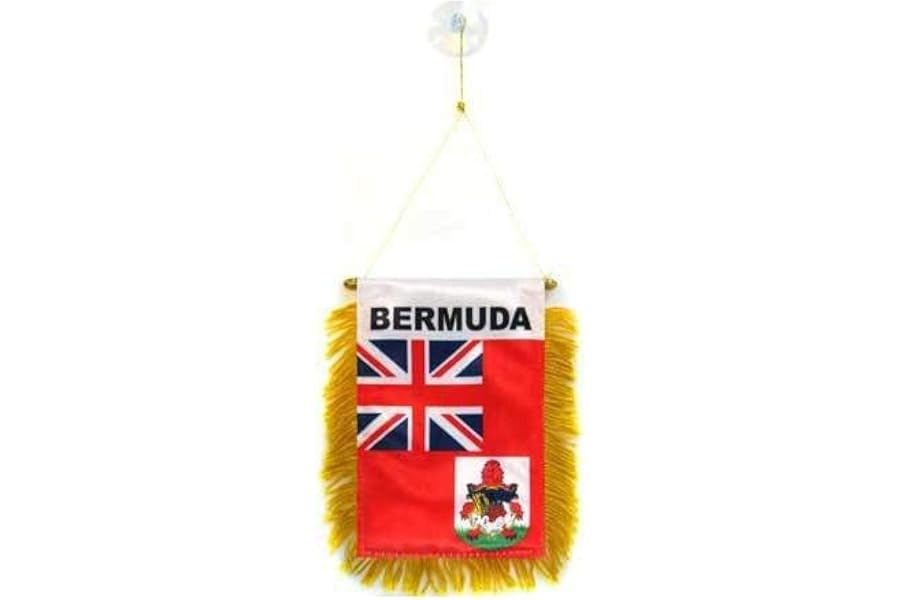 AZ FLAG - Bermuda Mini Banner - 6'' x 4'' - 100% Polyester Bermudian Small Pennant for Car - Double-sided Flag with Suction Cup Hanger