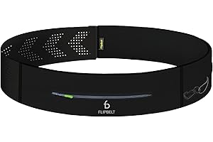 FlipBelt Adjustable Running Belt, Fitness and Running Fanny Pack for Women and Men, Non Chafing Waist Band Pack for Phone Keys Money, Moisture Wicking Storage Belt, USA Company