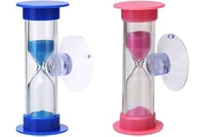 SHIRENE Reloj Arena Niños,2 Piezas Reloj de Arena con Ventosa,Reloj de Arena Temporizadores Colorido 3 Minutos Temporizador Arena Cepillado de Dientes de Niños para Cepillarse los Dientes,Cocina,Oficina