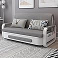 Poppins HOME Pull-Out Foldable Sofa Bed Double-Seat Multi-Functional soft Sofa, Modern Style Living Room and Bedroom comfortable Sofa Bed Chair (Gray, 1.28m)