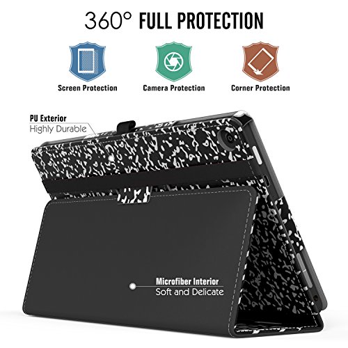 MoKo Hülle für Fire HD 8 2016 – Kunstleder Ständer Schutzhülle Smart Cover mit Auto Schlaf / Wach Funktion und Stift-Schleife für Fire HD 8 Tablet (6. Generation – 2016), Notizbuch Schwarz - 3