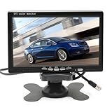 tft lcd monitor 7 Hohe Qualität und Leistung CoCar 7 Zoll Auto PKW LKW Monitor TFT LCD Bildschirm Screen 12-24V für Rückfahrsystem Rückfahrkamera CCTV 2 RCA Kanal Sonnenschirm 800x480 HD Dash Ständer