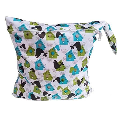 Preisvergleich Produktbild Generic Wasserdichter Reißverschluss Baby Stoff Wickeltasche waschbar Wiederverwendbare Baby Stoff Wickeltasche mit Vogelhaus Muster von TheBigThumb