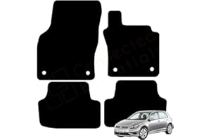 CONNECTED ESSENTIALS Car Mats for Volkswagen VW Golf MK7 2013-2019 & MK8 2020-2024, Tailored Set of 4 Floor Mats, Custom Fit Black with 4 Safety Clips
