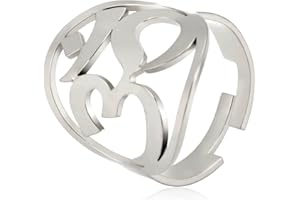 SIPURIS Bague de yoga réglable avec symbole fleur de lotus Om Ohm Aum Bague de promesse Fleur de vie en filigrane Bijoux spirituels Cadeaux pour homme et femme