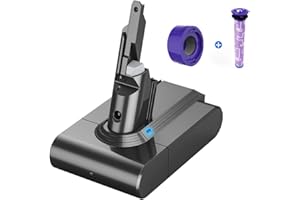 YABER Batterie Dyson V7, Batterie pour Dyson V7 SV11 Absolute Animal Fluffy Motorhead Tigger Aspirateur 21.6V 6000mAh Dyson Batterie avec 1 Pré-Filtre et 1 Post-Filtre
